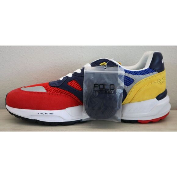 Polo Ralph Lauren Men's Sz 13 Navy/Red/Yellow Jogger Color-Blocked Sneakers - Picture 4 of 11